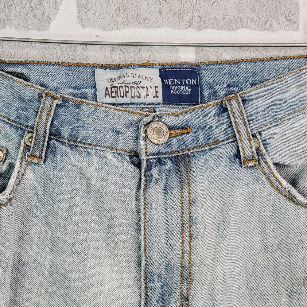Aeropostale Benton Original Bootcut Wide Leg Thrashed Denim Jeans Men's Size 32 - Picture 10 of 16
